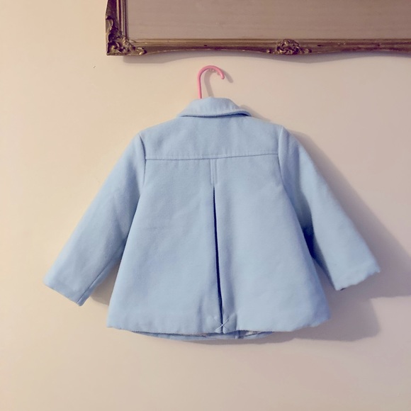 Little Me Powder Blue Pea Coat with Bows Size 24 Months - Picture 2 of 5